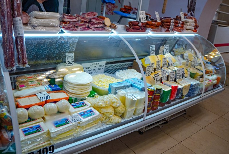 Сыр, Масло слив, Колбаса, Сосиски, Творог